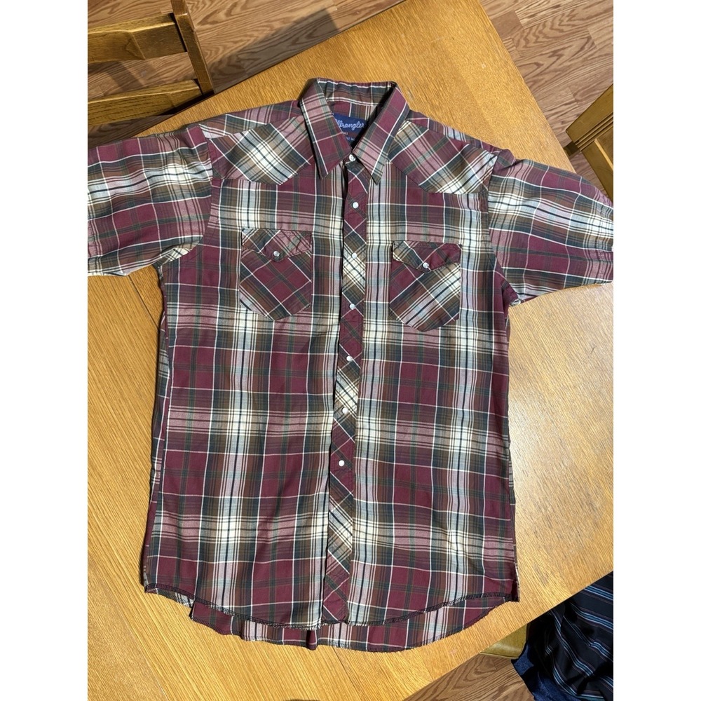 VTG Wrangler Pearl Snap Shirt Mens L Western Stripe XLong Tail Single Needle USA - Picture 2 of 7